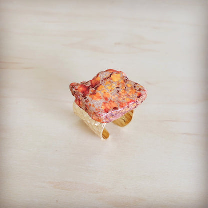 Orange Regalite Western Boho Statement Ring 012ac
