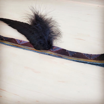 **Genuine Leather Magenta Navajo w/ Black Feathers 954w
