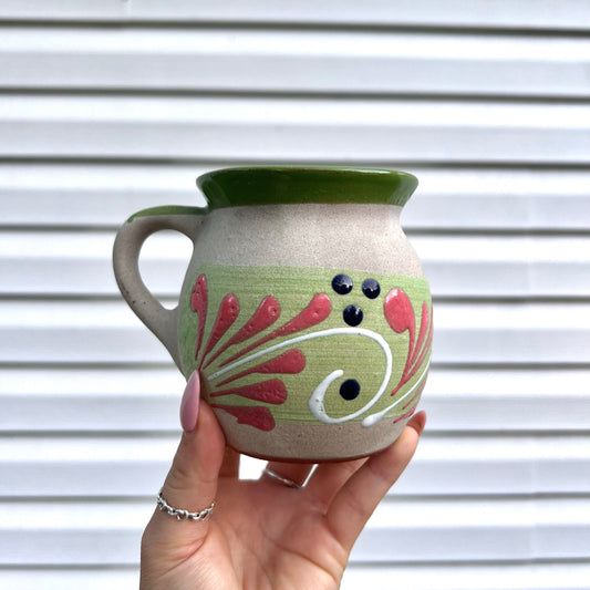 Traditional green+pink artesanal Mug