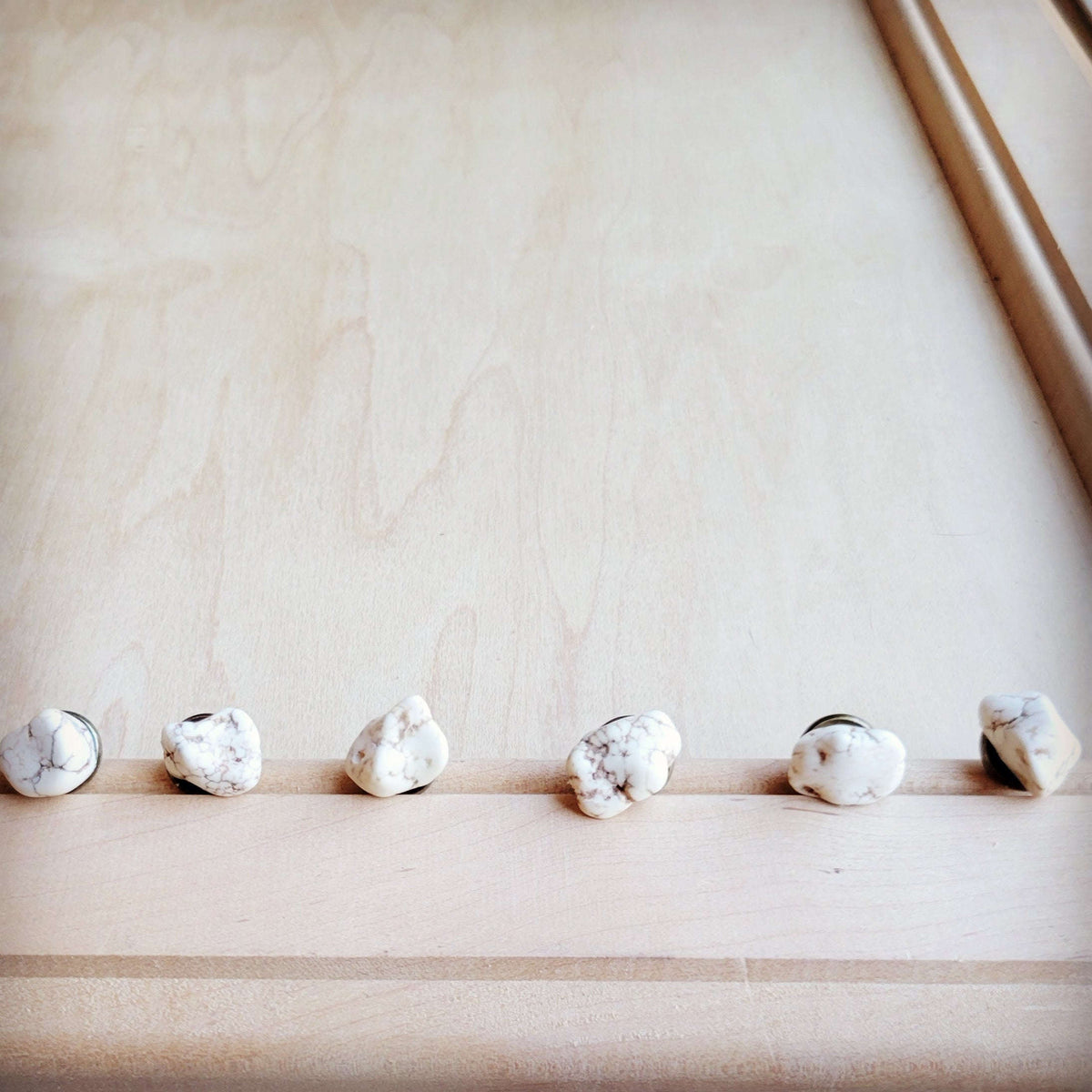 White Turquoise Stud Earrings 224k Otarealm