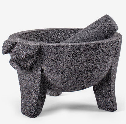 Molcajete Puerco Original 100% Lava Volcanic Stone Mortar and Pestle