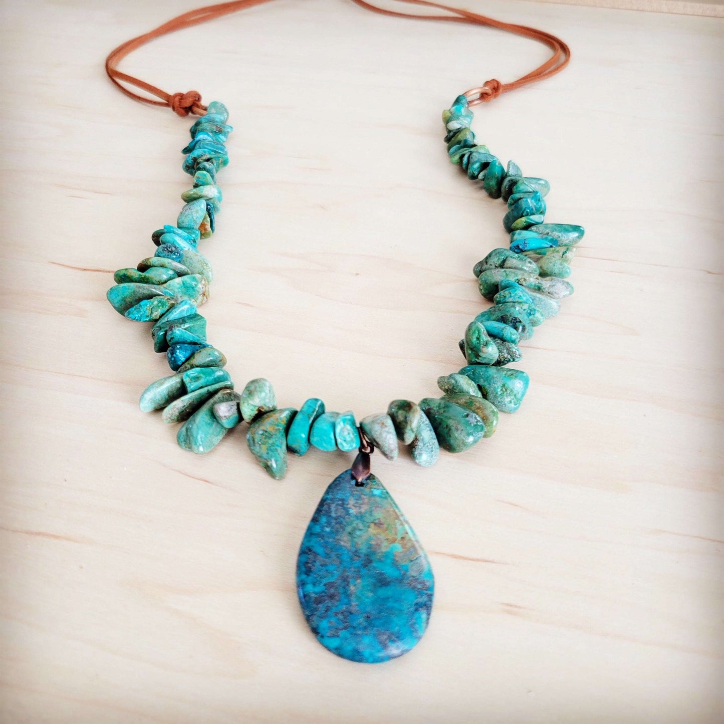 Natural Turquoise Chunky Necklace with Large Natural Pendant 250f Otarealm