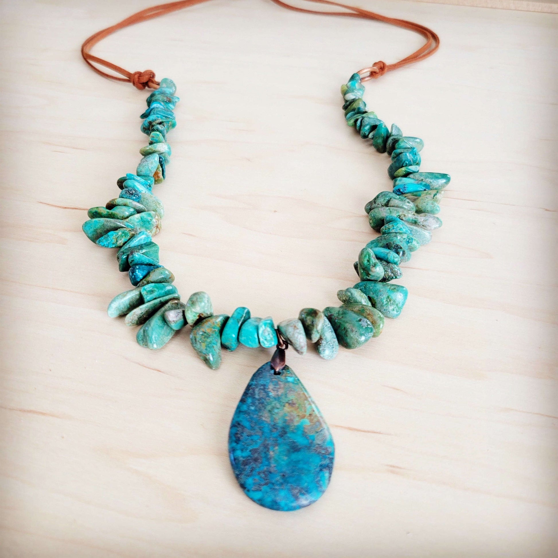 Natural Turquoise Chunky Necklace with Large Natural Pendant 250f Otarealm
