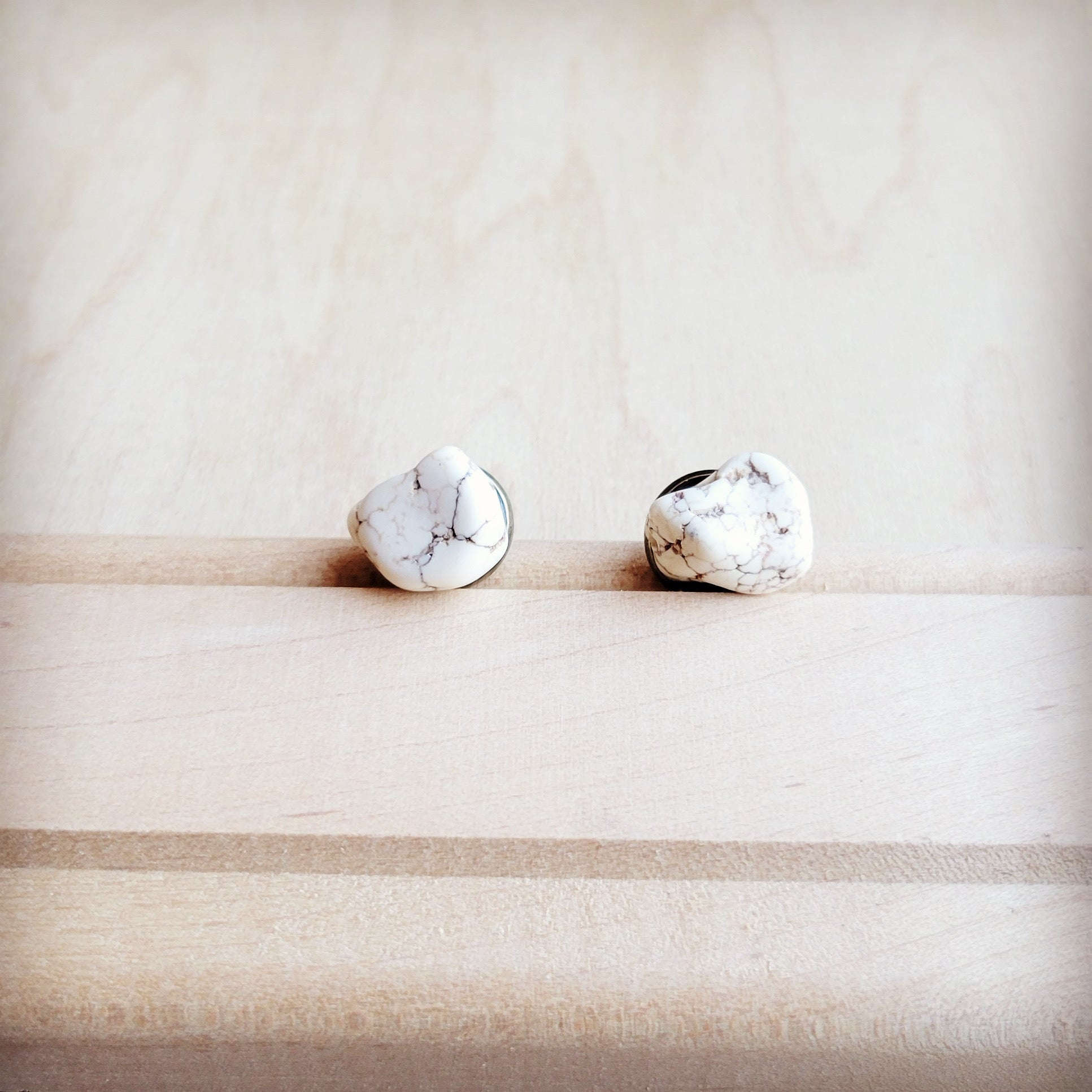 White Turquoise Stud Earrings 224k Otarealm