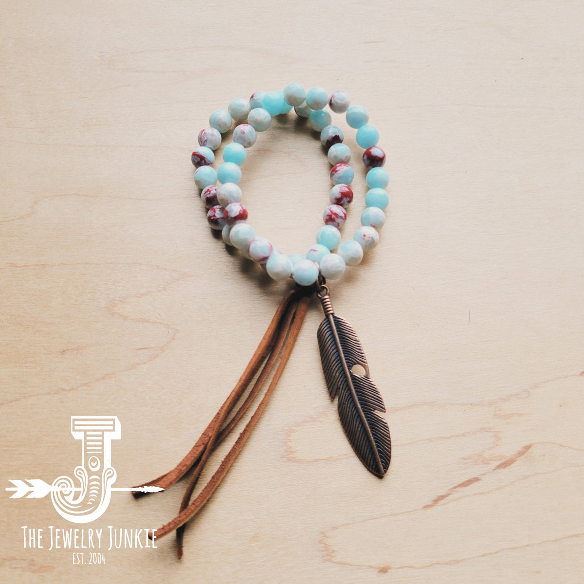 **Aqua Terra Jasper Beaded Bracelet w/ Tassel 019H