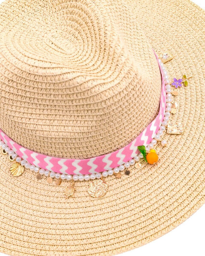 Straw Sun Hat with Charms