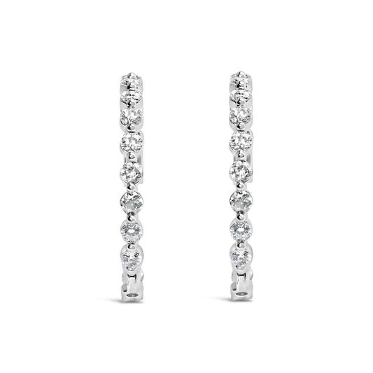 14K White Gold 5.00 Cttw Lab Grown Diamond Inside-Out Hoop Earring