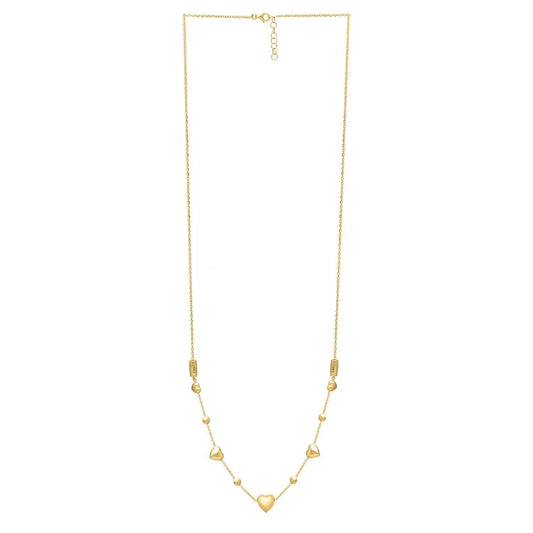 14k Yellow Gold Puff Heart Adjustable Necklace