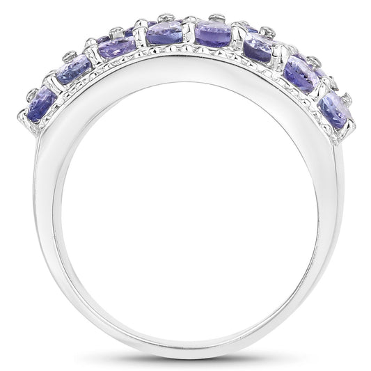 2.59 Carat Genuine Tanzanite .925 Sterling Silver Ring