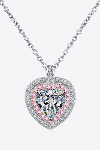 925 Sterling Silver 1 Carat Moissanite Heart Pendant Necklace