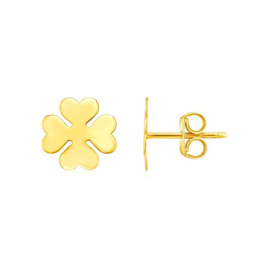 14K Yellow Gold Four Leaf Clover Earrings