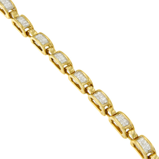 14K Yellow Gold Princess-Cut Diamond Links of Love Bracelet (2.00 cttw, H-I Color, SI2-I1 Clarity)