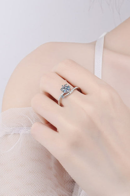 1 Carat Moissanite 925 Sterling Silver Bypass Ring Otarealm