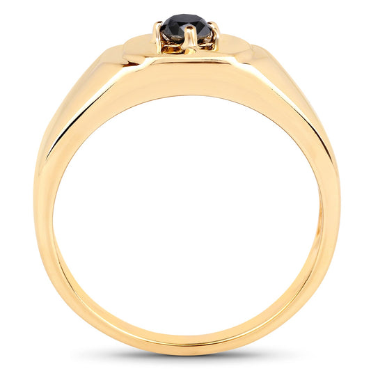 14K Yellow Gold Plated 0.20 Carat Genuine Black Diamond .925 Sterling Silver Ring