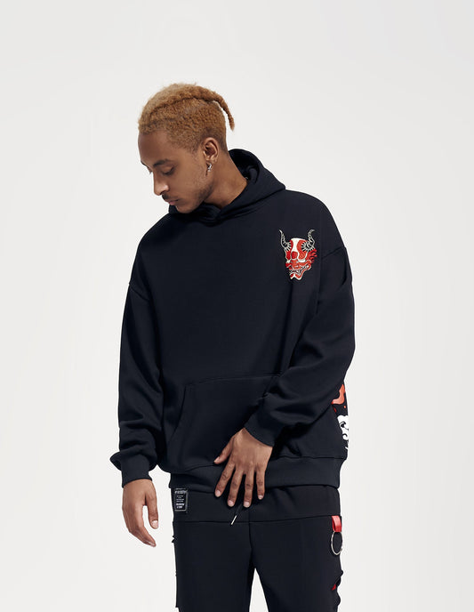 KH9060 Red Oni Embroidered Hoodie