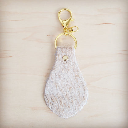 Hair-on-Hide Leather Key Chain - Light Tan 703j
