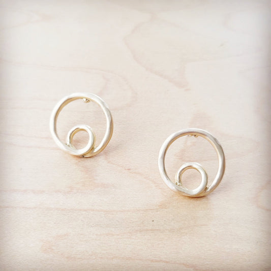 **Matte Gold Double Circle Earrings 200g