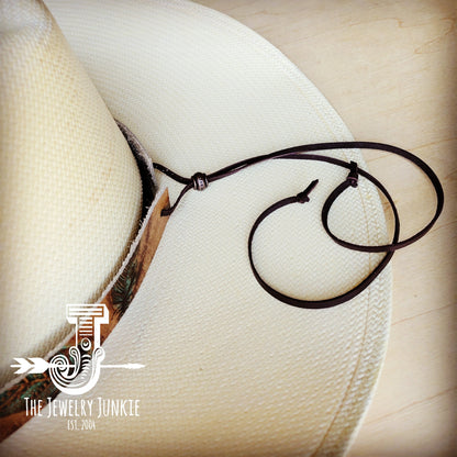 **Napolis Turquoise and Brown Embossed Leather Hat Band Only w/ Turquoise Slab 951t