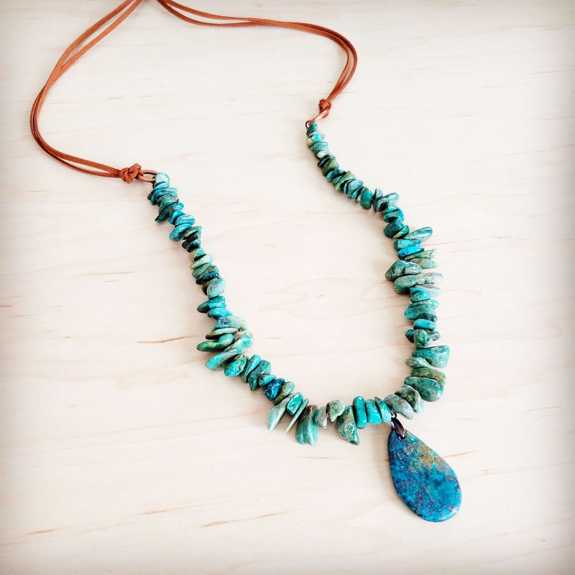 Natural Turquoise Chunky Necklace with Large Natural Pendant 250f Otarealm