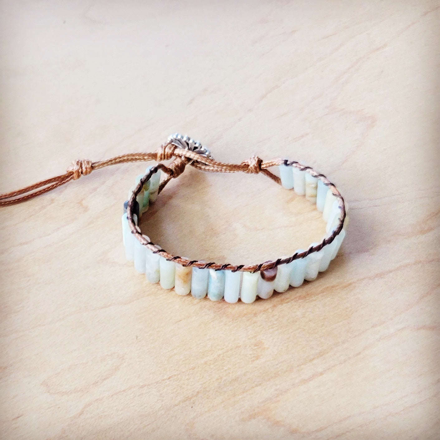 Woven Amazonite Stacked Stone Beaded Bracelet 810m Otarealm