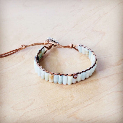 Woven Amazonite Stacked Stone Beaded Bracelet 810m Otarealm