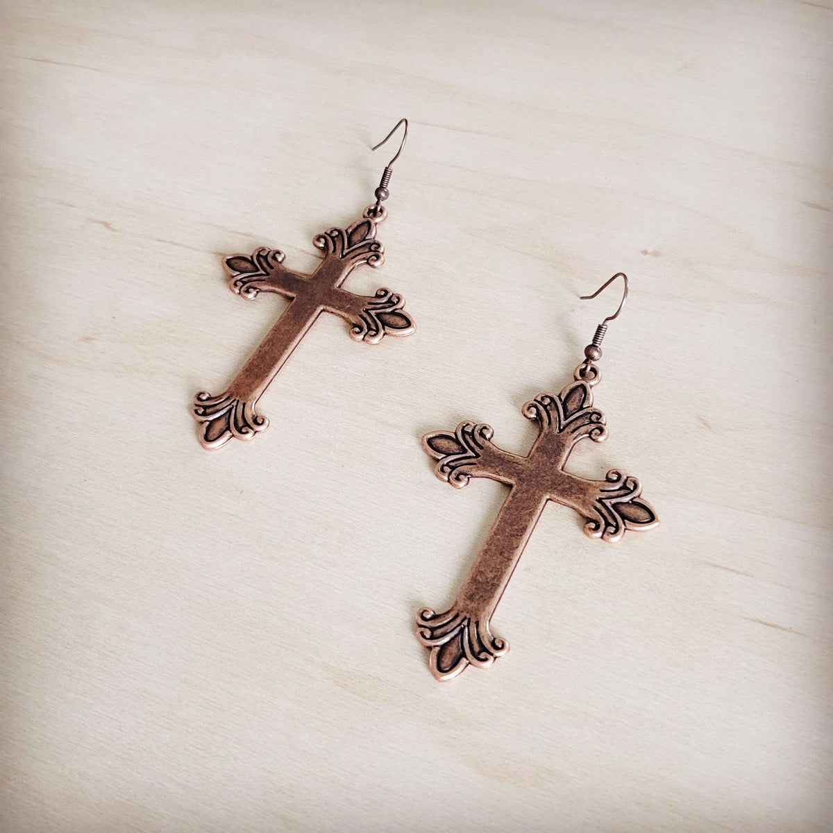Burnished Copper Cross Earrings 200br Otarealm