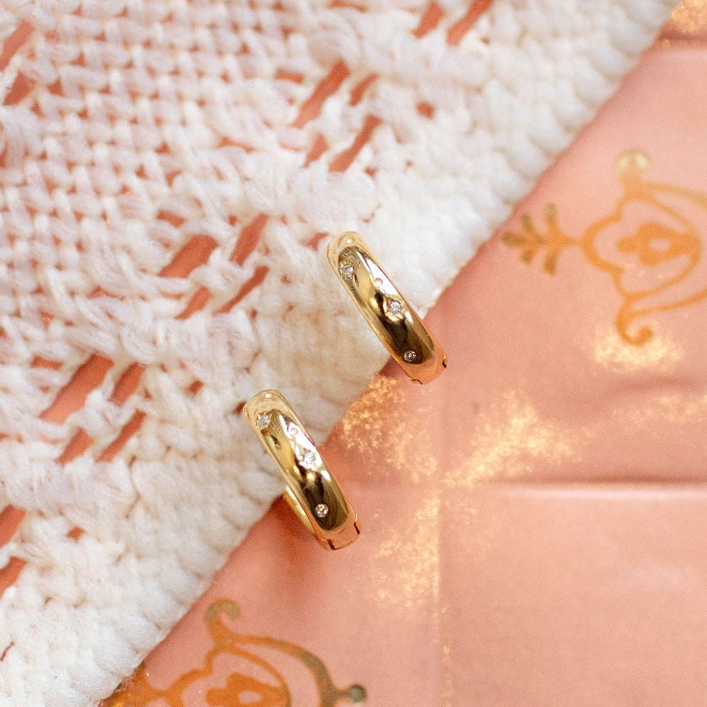 Charli Diamond & Gold Polka Dot Hoops