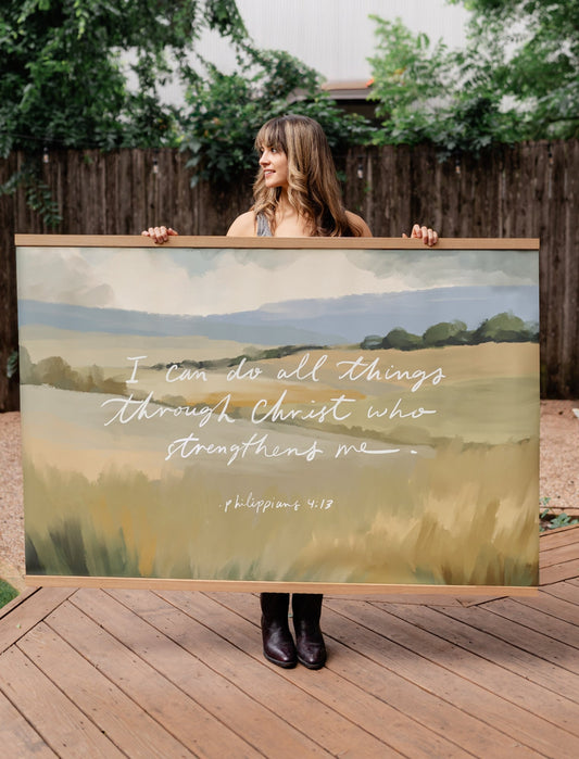 Large Canvas with Banner Wood: I can do all things through Christ