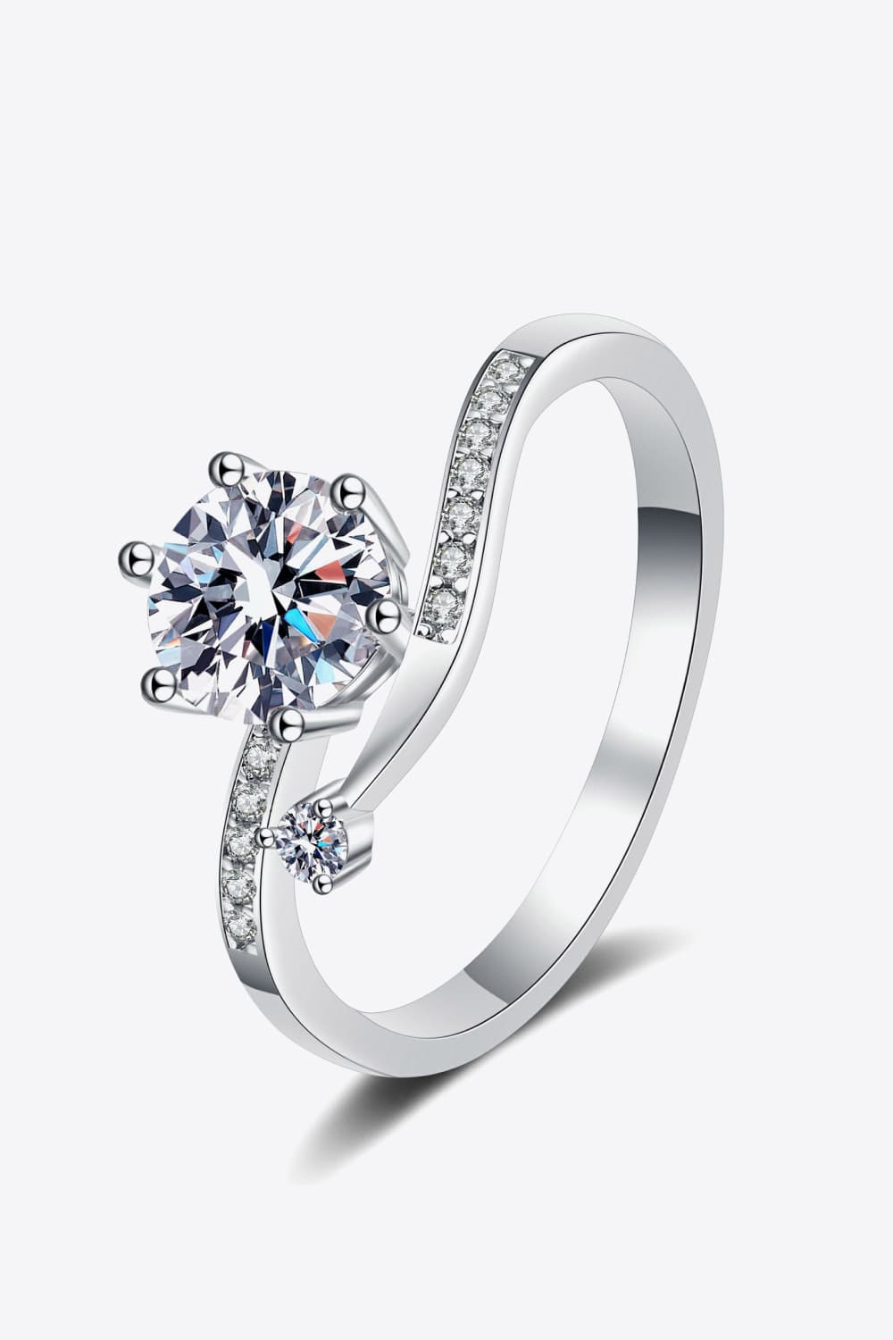 1 Carat Moissanite 925 Sterling Silver Bypass Ring Otarealm