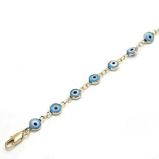 8" Gold Filled Evil Eye Light Blue Bracelet Otarealm