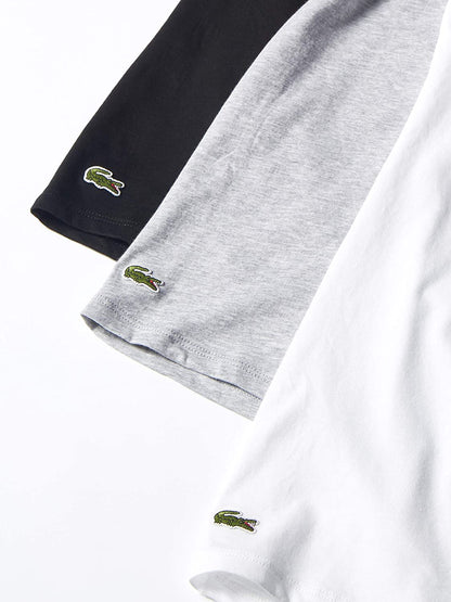 Lacoste Men's Essentials 3 Pack 100% Cotton Regular Fit Crew Neck T-Shirts