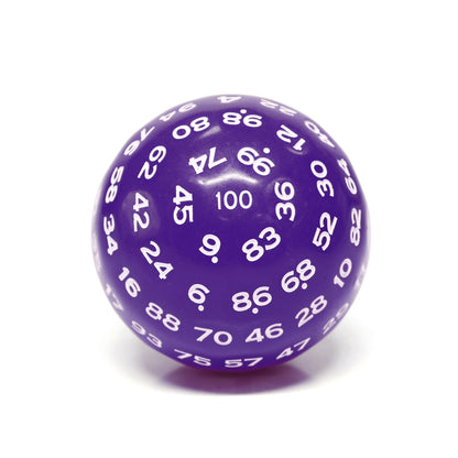 "Purple" Single 100 Sided Polyhedral Dice (D100) | Purple Color (45mm) White