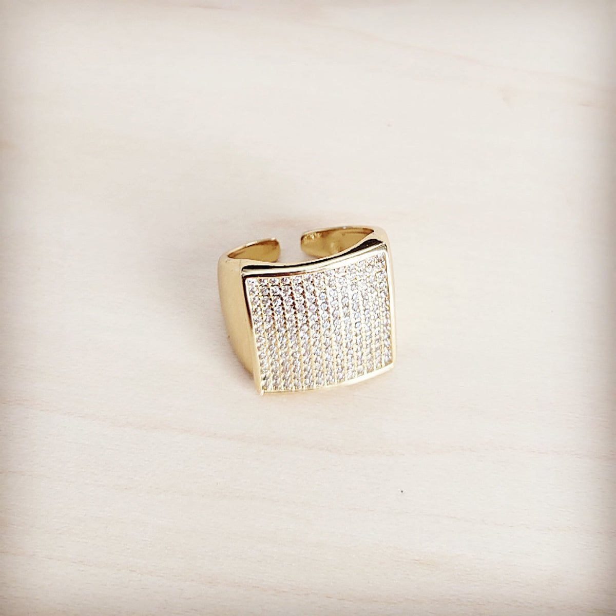 Square Sparkle Gilded Statement Ring 013mm