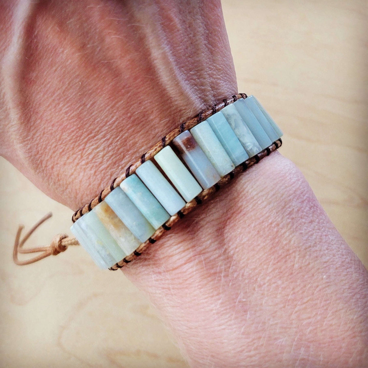 Woven Amazonite Stacked Stone Beaded Bracelet 810m Otarealm