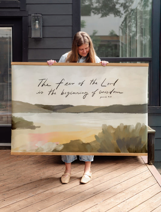 Large Canvas with Banner Wood: Fear of the Lord