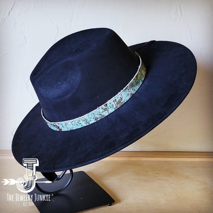 **Turquoise Metallic Embossed Leather Hat Band Only 950q