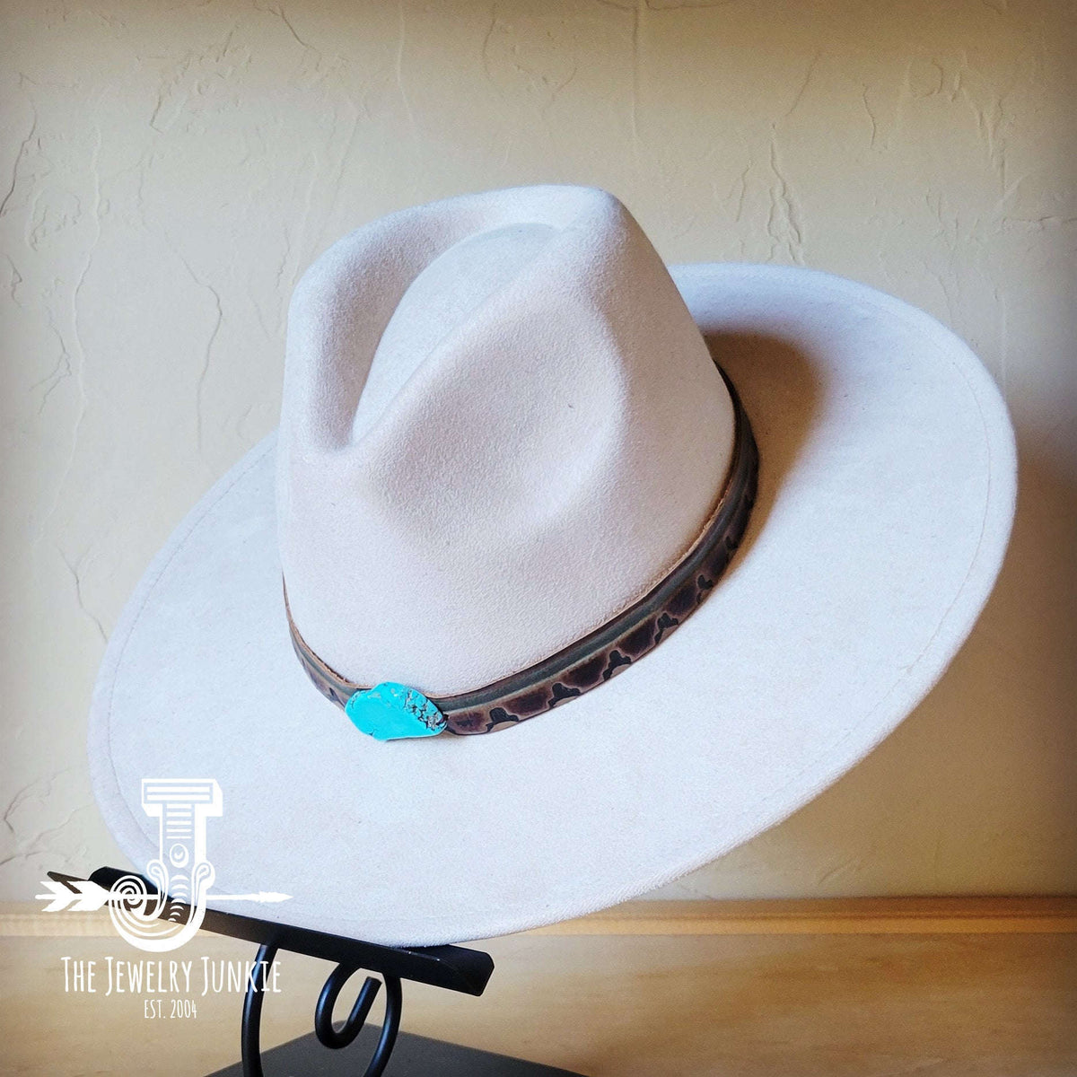 Navajo Embossed Leather Hat Band Only w/ Turquoise Slab 950e Otarealm
