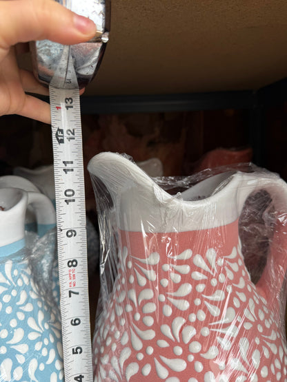 Hand-Painted Pink & White Pitcher