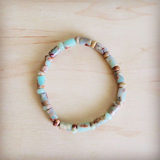Aqua Terra Beaded Stretch Bracelet Barrel Bead 811x Otarealm