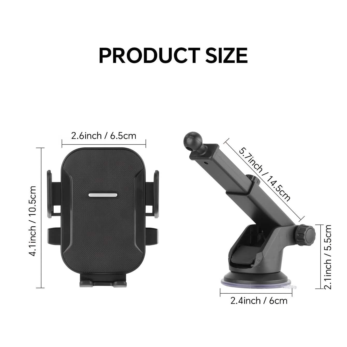 Adjustable Car Phone Holder – Suction Cup Dashboard Mount, Anti-Slip Grip, iPhone & Android
