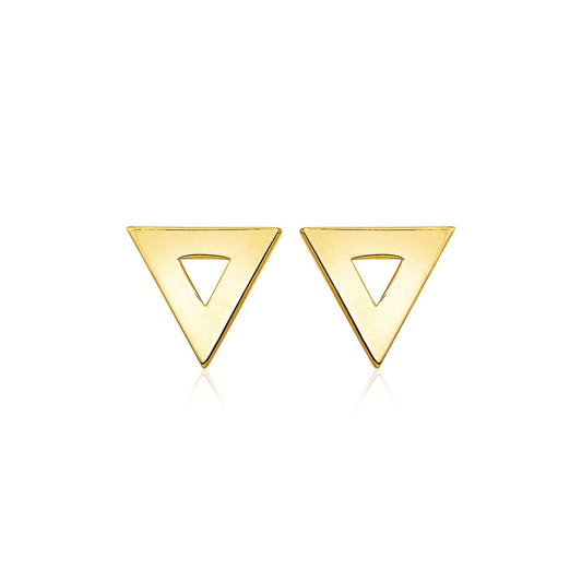 14k Yellow Gold Polished Open Triangle Post Earrings
