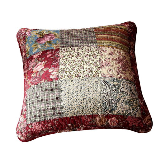 Tache Cotton Patchwork Beige Burgundy Paisley Floral Fairy Tale Tea Party Cushion Covers / Euro Sham (DXJ103443) Otarealm