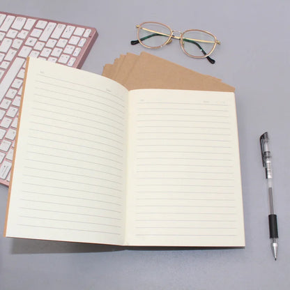 Heavy-Duty Stitched Notebooks Kraft Paper, Lined Pages, for School, Office, Journaling, Eco-Friendly, 10-pcs