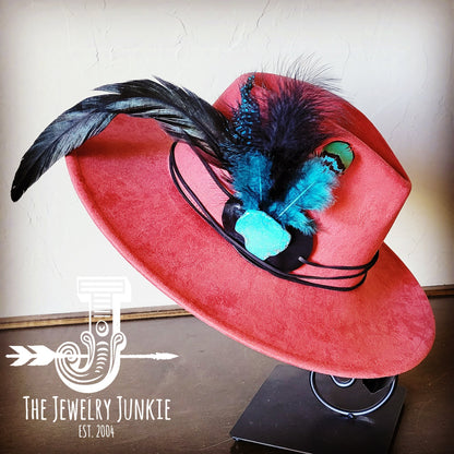 Marabou Blue Spotted Feather & Turquoise Slab Hat Band + Choice of Hat 986a