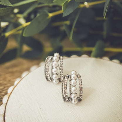 Beautiful Gold or Silver Crystal and Pearl Huggies