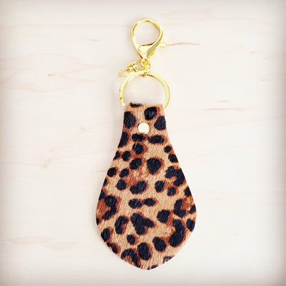 Hair-on-Hide Leather Key Chain - Leopard 700z