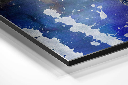 Astronaut In Blue Smoke Brushed Aluminium Dibond Wall Art