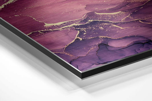 Purple Pink Gold Marble Brushed Aluminium Dibond Wall Art