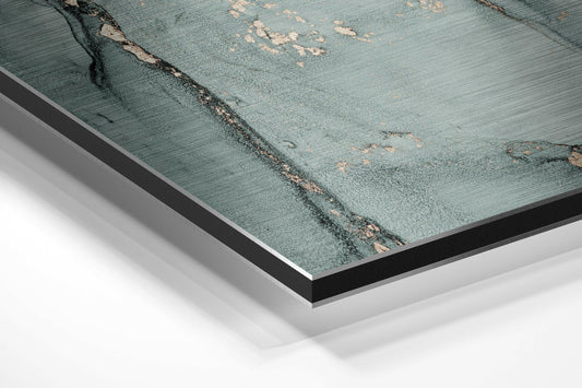 Sage Green Copper Marble Brushed Aluminium Dibond Wall Art