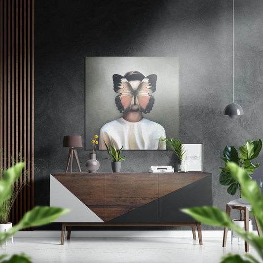 Butterfly Face Brushed Aluminium Dibond Wall Art